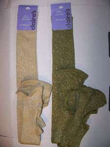 Claires Metallic Green or Gold Stirrup Socks Size 9 11  
