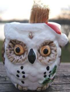 Vintage ENESCO CHRISTMAS Holiday OWL Salt Pepper Shakers Toothpick 