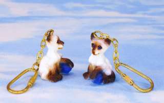 Siamese Cat Kitty Figurine Keychains Key Chains NEW  