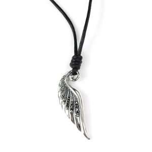 SilverKings 925 Sterling Silver Wing of Hope Pendant /w Black Leather 