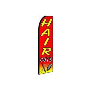  Hair Cuts (Red/Yellow) Feather Banner Flag (11.5 x 3 Feet 