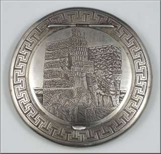 Fine Early Persian Silver Compact w/ Egyptian Revival Scenes  