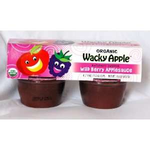 Wacky Apple Organic Wild Berry Applesauce 4 pack, 4 oz. Cup,(Pack of 