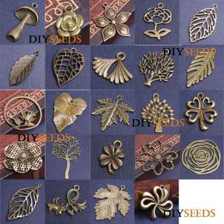 Vintage Antique Brass Flower and Tree Jewelry Findings Charms 