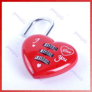   Digits Luggage Suitcase Padlock Red Heart Shaped Coded Lock  