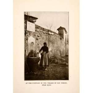  1908 Print San Tomaso Nago Italy Italian Water Well 