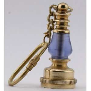   shiny brass lantern & compass keychain nautical 