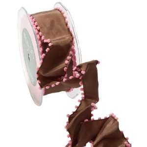   Inch Wide Ribbon, Brown with Pom Pom Edge Arts, Crafts & Sewing