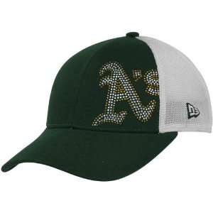   Green White Jersey Shimmer Mesh Back Adjustable Hat