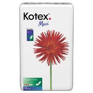  Kotex Maxi Pads, Regular, Double Pack, 48 Pads (Pack of 3 