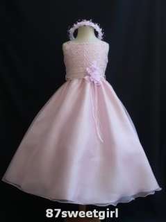 NEW FLOWER GIRL DRESS PINK COMMUNION SP9 ALL SIZE  