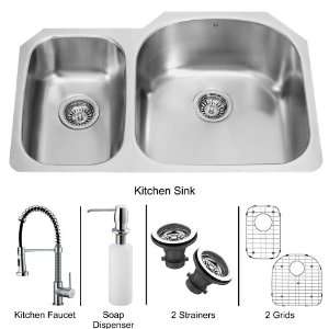 Vigo VG15057 Stainless Steel Kitchen Sink and Faucet Combos Double 