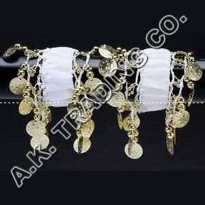  Belly Dance Dancing Arm Cuffs Bracelet   WHITE/GOLD (PAIR 