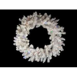  24 Battery Operated Pre Lit LED Snow White Christmas Wreath 