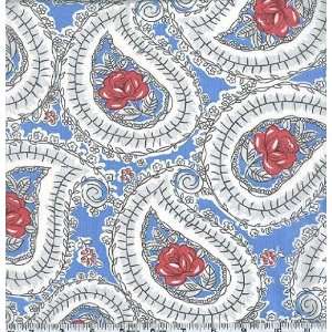  45 Wide Cotton Lawn Sofia Paisley Blue Fabric By The 