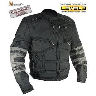 Xelement Mens Black and Gray Level 3 Armored Jacket with Removable 