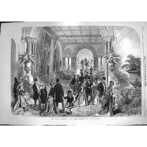   1868 Grand Staircase Leeds Exhibition Arts Old Print