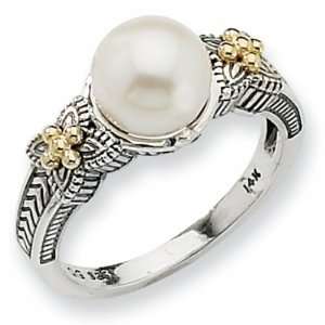    Sterling Silver and 14k Freshwater Cultured Pearl Ring Jewelry
