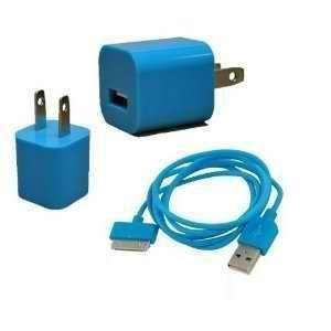  Blue Color USB Power Adapter Charger + 6ft Blue USB SYNC 