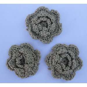   30pc Gray Crochet Flowers Applique Embellishment CR80 