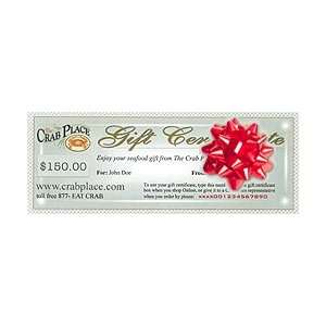 The Crab Place Seafood Gift Certificates   $25  Grocery 
