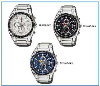 New Casio Mens Edifice Stopwatch Watch EF 553D 7A Black  
