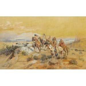     Charles Marion Russell   24 x 14 inches   Watching the Iron Horse