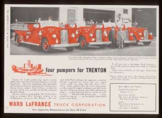 1949 Trenton NJ truck photo Ward LaFrance fire engine ad  