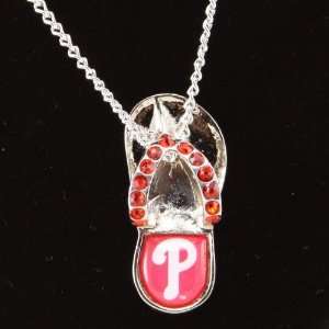   Phillies Ladies Crystal Flip Flop Necklace