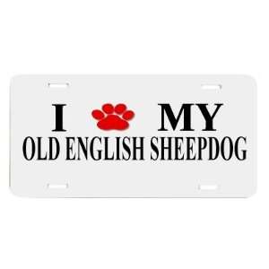  Old English Sheepdog Paw Love My Dog Vanity Auto License 