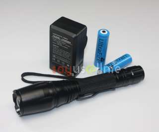1600Lm CREE XML XM L T6 LED Zoomable Zoom Flashlight Torch + 2 x 18650 