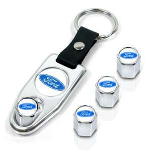  Ford Logo Chrome Wrench Keychain and Tire Valve Caps Set 