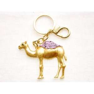 Gold Tone Painted Purple Desert Camel Hump Crystal Rhinestone Clip 