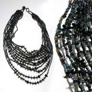  SG Paris Neck Sead Bead 45 cm 11 Lignes Black and Paua 