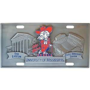 NCAA Ole Miss Rebels 3D Pewter License Plate  Sports 