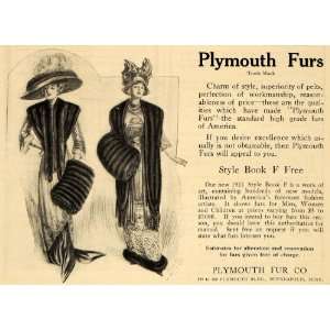  1911 Ad Plymouth Fur Company Fashion Coats Muffs Hats 