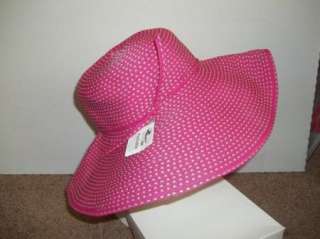 San Diego Hat Company Dot Ribbon Wide Brim Packable Pink SPF 50 NWT 