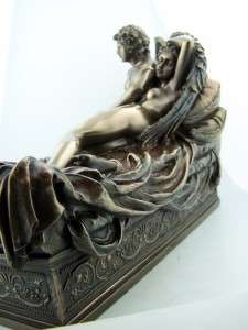 Bronze Cupid And Psyche On Bed Religious Angel Statue  