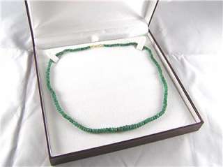 Emerald Beaded Necklace 42ct 14k Yellow Gold 18 inch  
