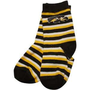  Iowa Hawkeyes Toddler Black Gold Sport Stripe Socks 