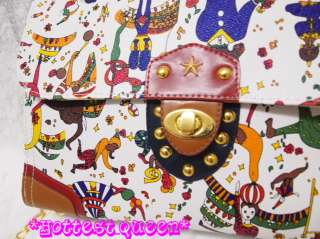 Rare Vintage Colorful Circus Print Shoulder Bag Handbag  