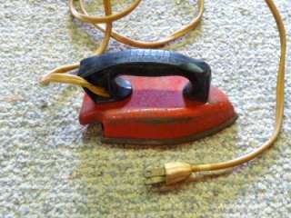 VINTAGE CHILDS RED TOY ELECTRIC IRON WITH CORD  