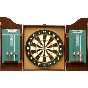 NEW DMI Sports Paper Dartboard Cabinet Set Rosewood  