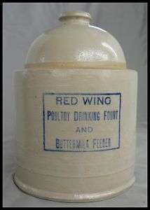 RED WING POTTERYPOULTRY DRINKING FOUNT FEEDER  