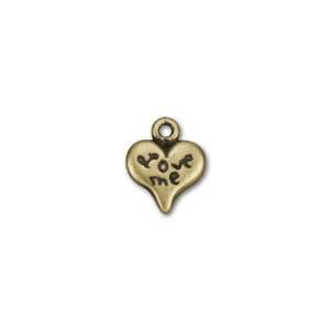  Antique Brass Plated Pewter Heart Love Charm Arts, Crafts 