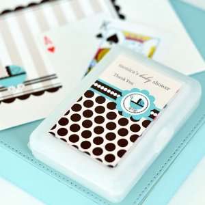  Blue Baby Shower Playing Cards with Personalized Labels 