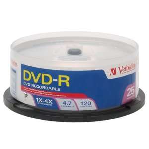  Verbatim DVD R 4.7GB 4X 25pk Spindle Electronics