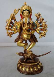 40.J 70 PGP 12 Hands Dancing Ganesh Statue NEPAL  