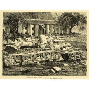  1878 Wood Engraving Ruin Archaeology South Gate Sanchi 