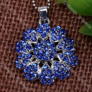Dark Blue Crystal & Rhinestone Beauty Flower Pendant 1p  